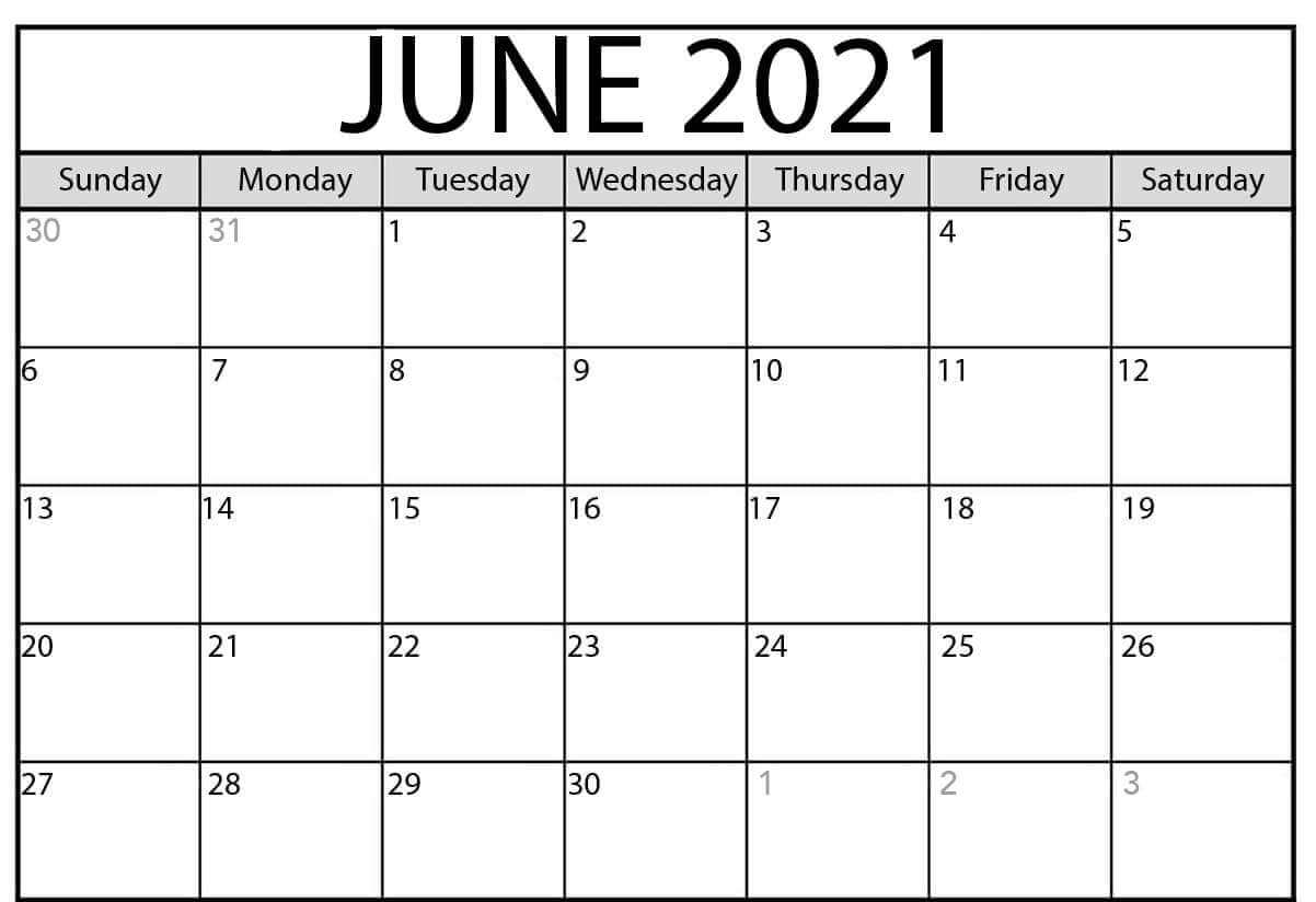Blank Calendar June 2021