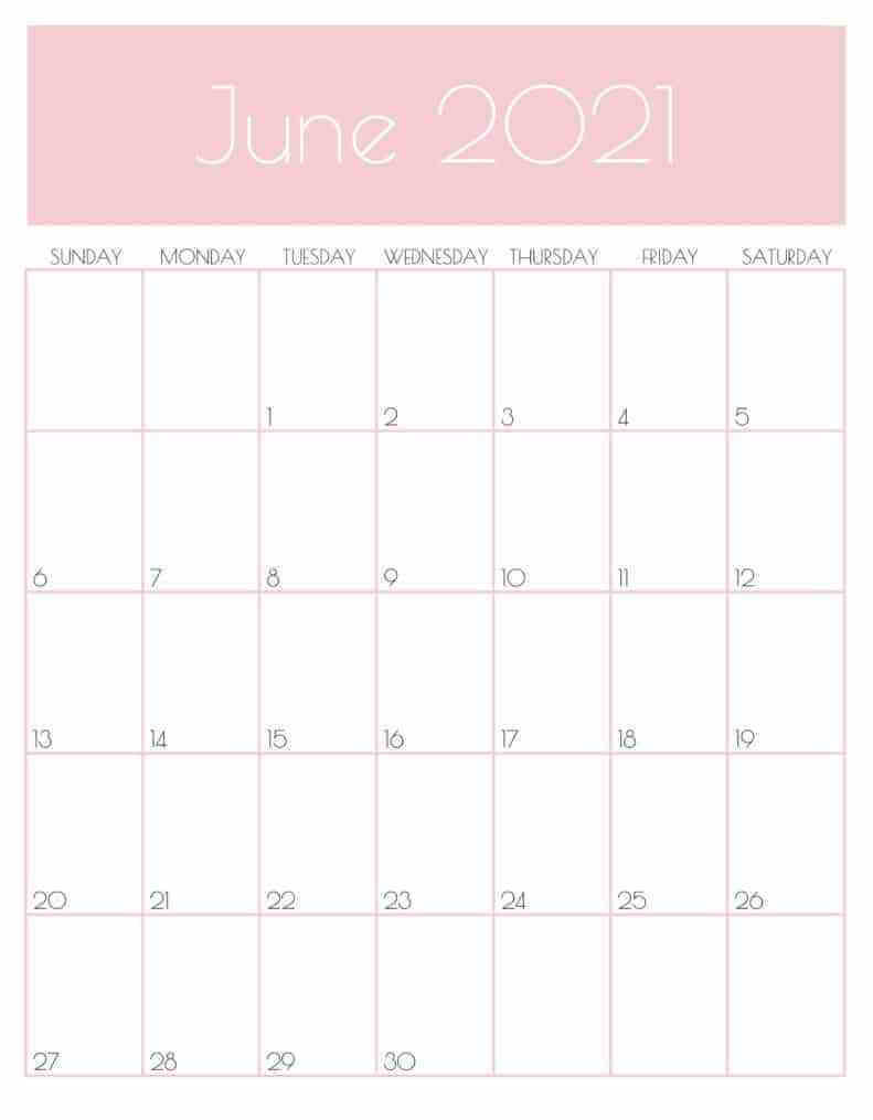 Cute June 2021 Calendar Printable