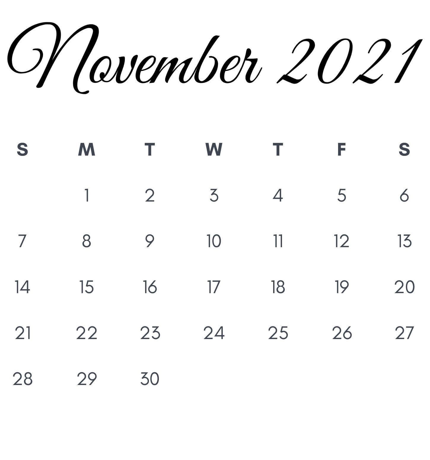 November 2021 Printable Calendar PDF