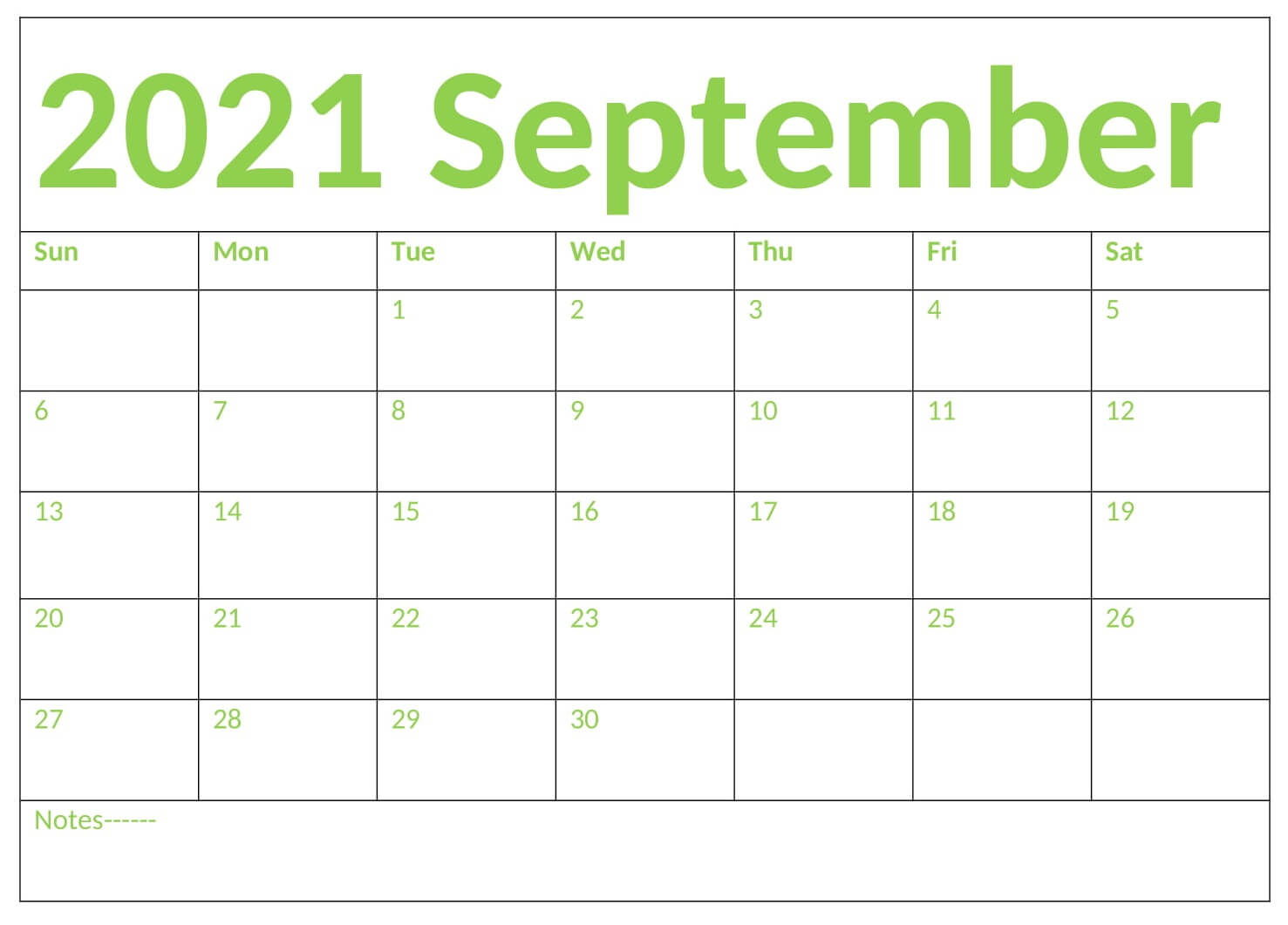 2021 september editable calendar