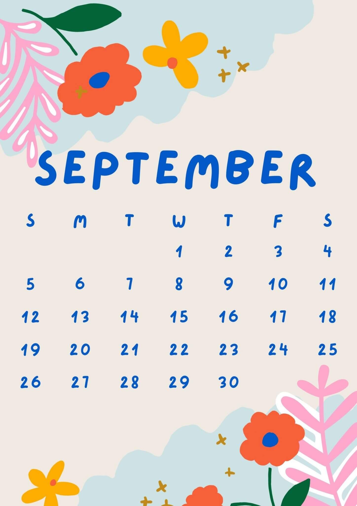cute september 2021 calendar design