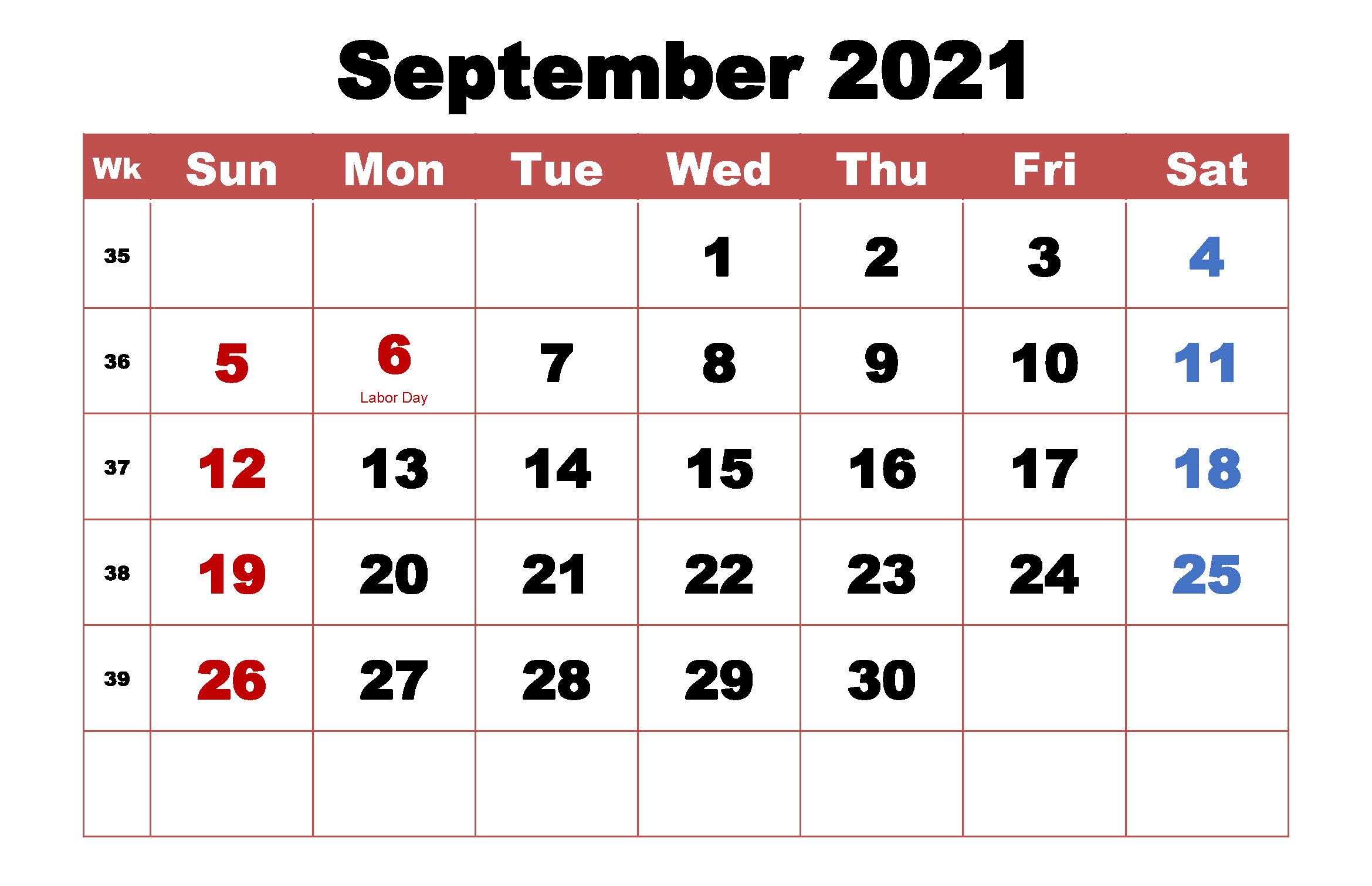 free printable september 2021 calendar