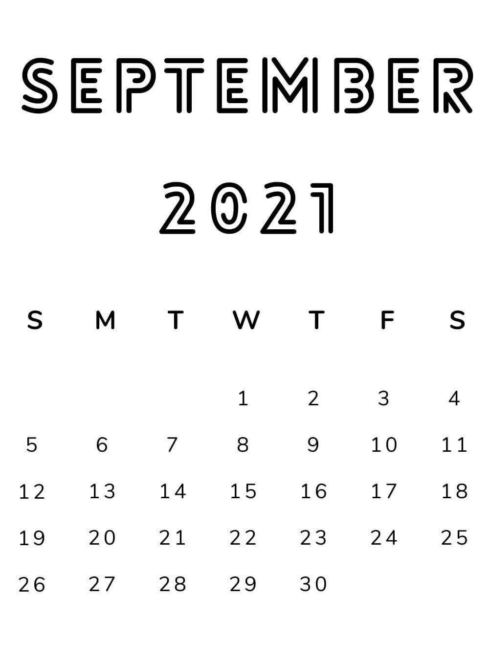september 2021 modern minimalist calendar