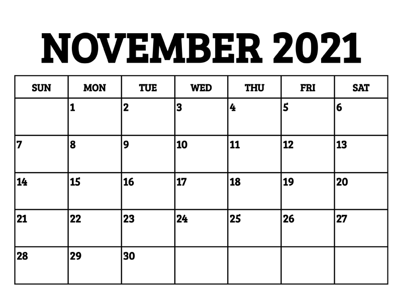 Blank Calendar November 2021