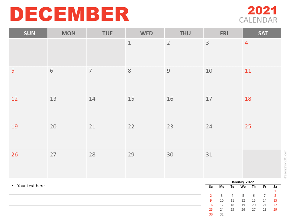 December 2021 Calendar Template