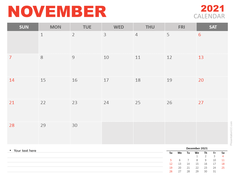Desk Calendar November 2021