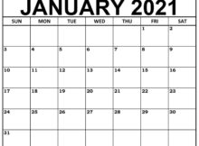 Free Printable January 2021 Blank Calendar