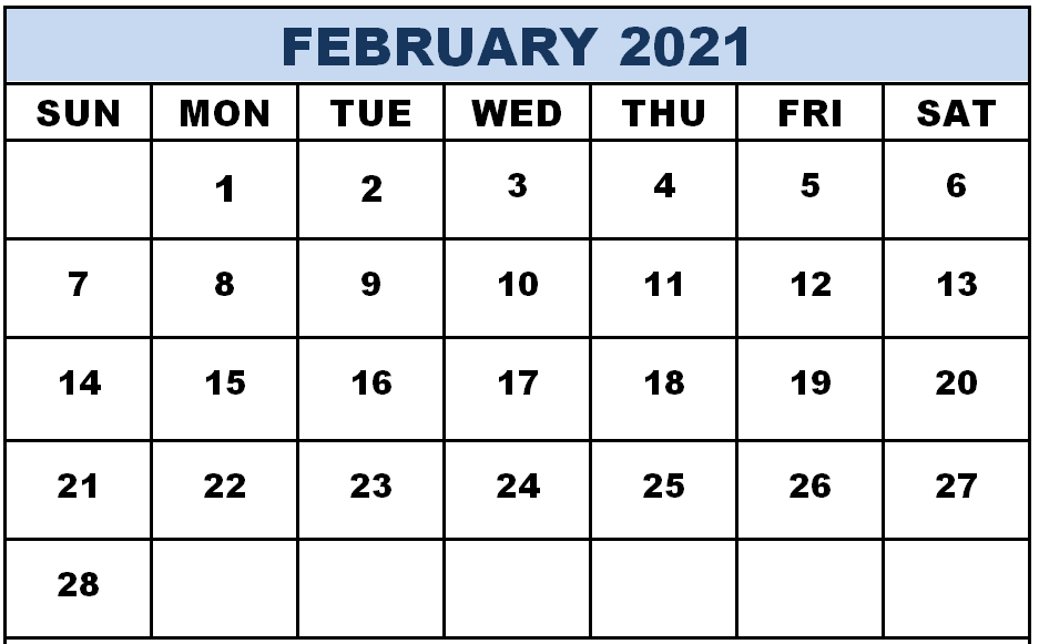 February 2021 Blank Calendar Template
