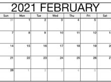 February Blank Calendar 2021