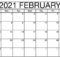 February Blank Calendar 2021