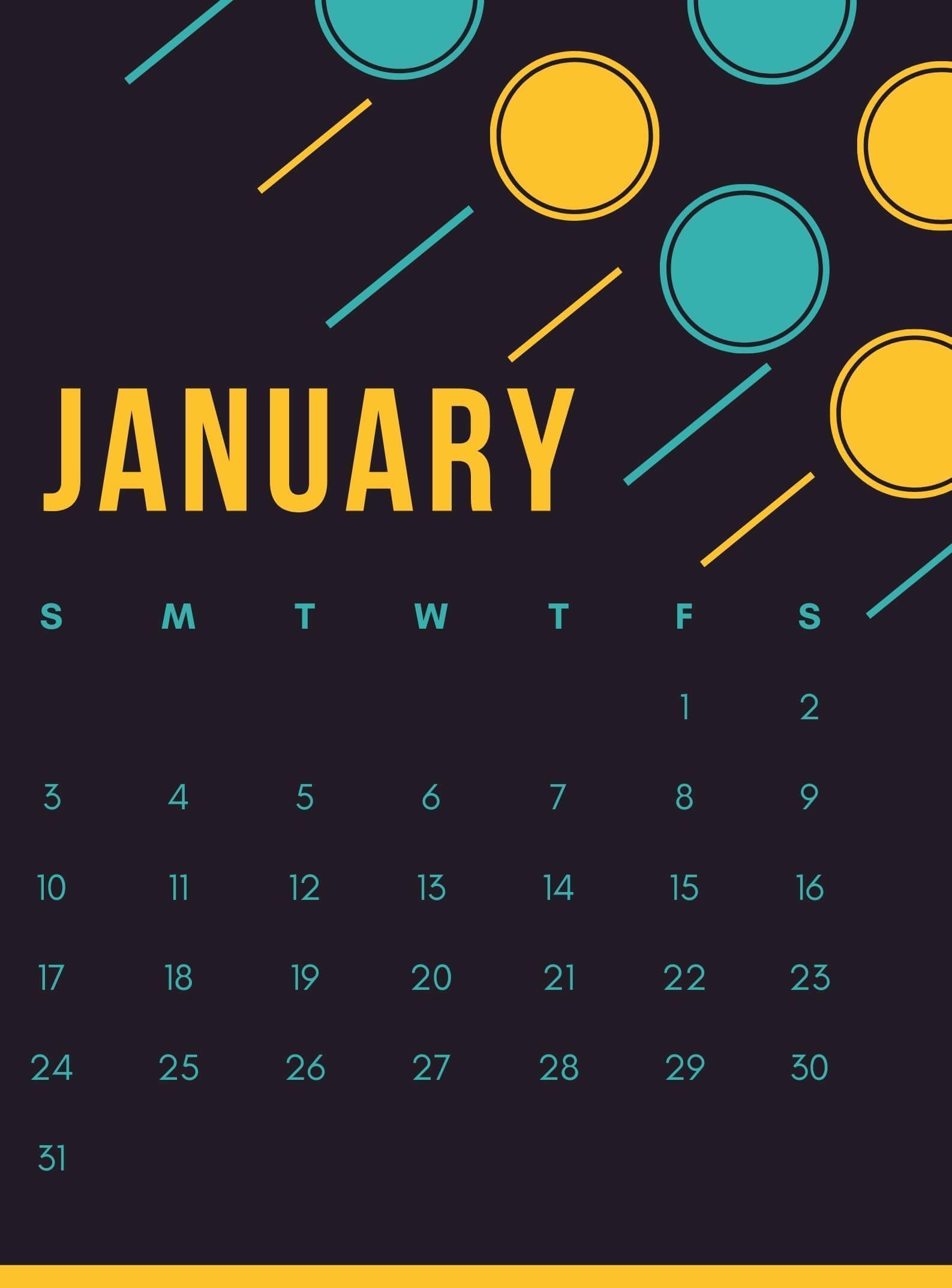 January 2021 Calendar Wallpaper for iPhone