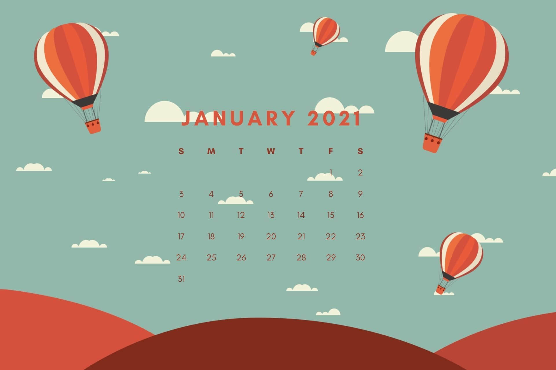January 2021 HD Calendar Wallpaper