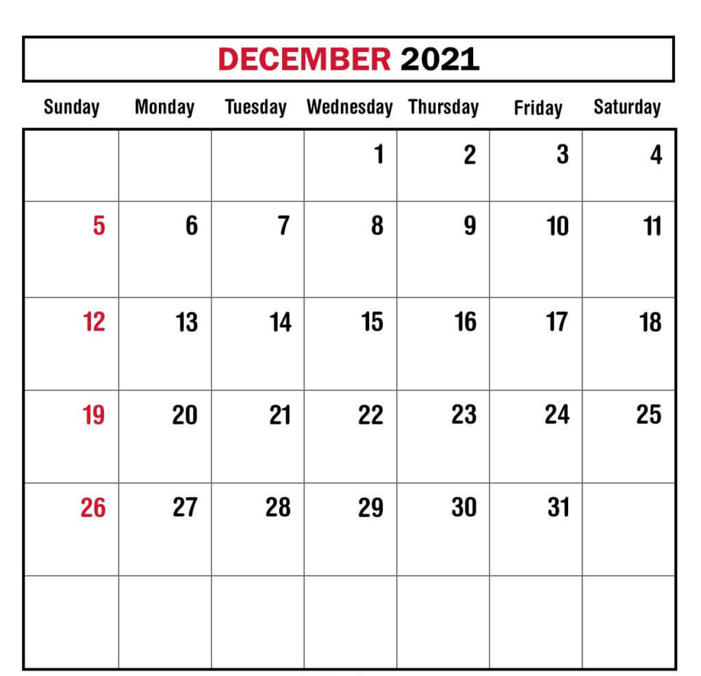 Online Calendar December 2021