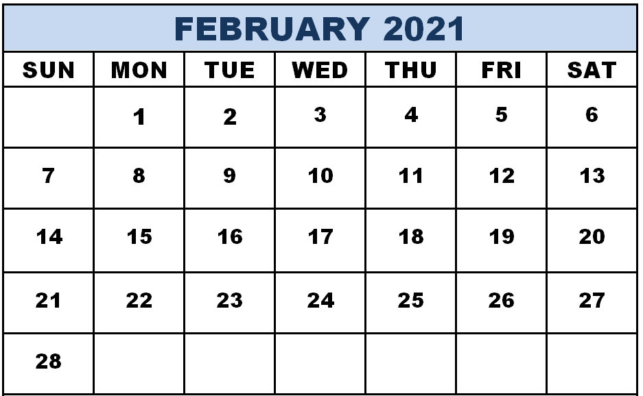 february 2021 calendar blank