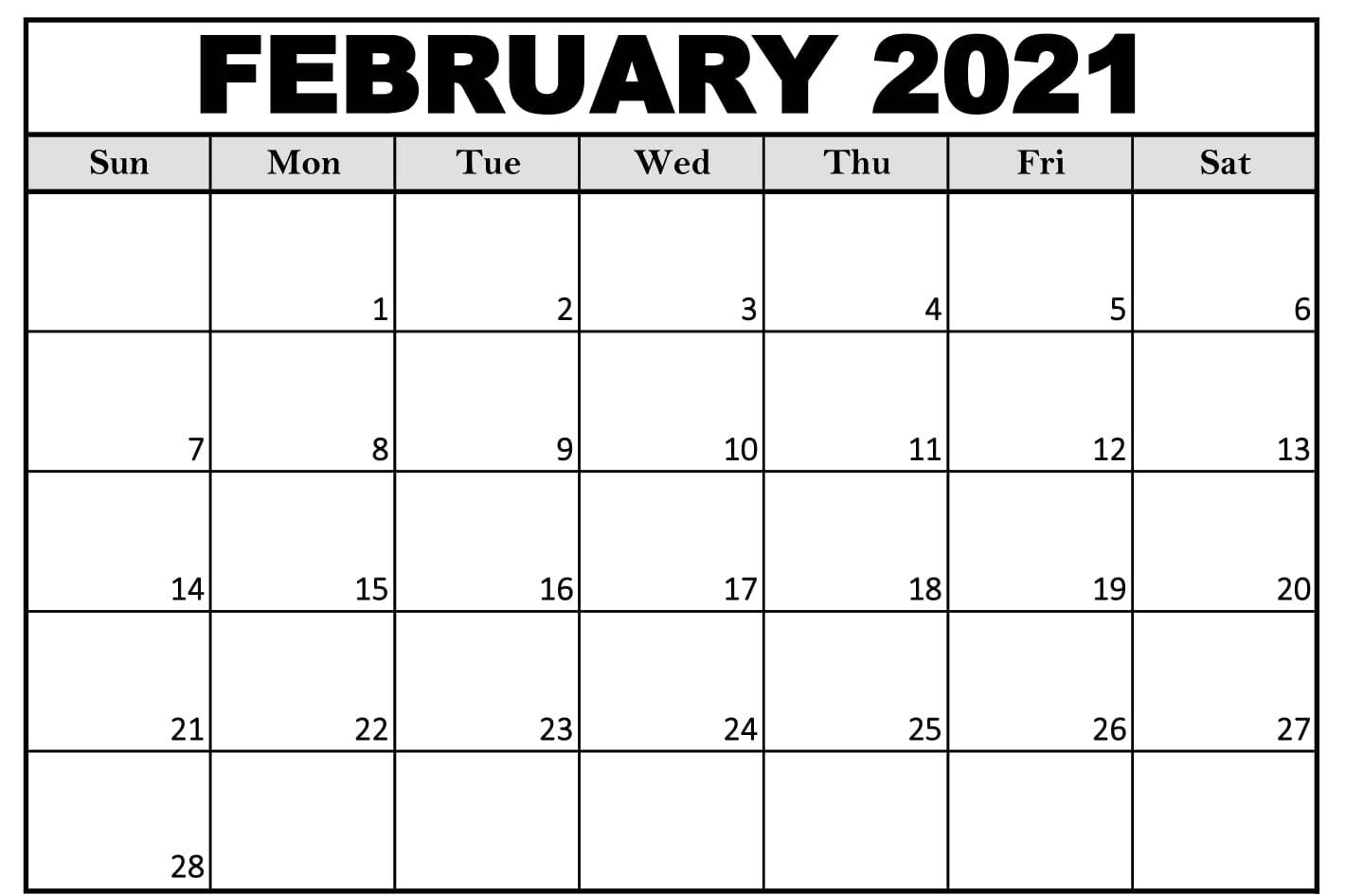 print february 2021 calendar pdf