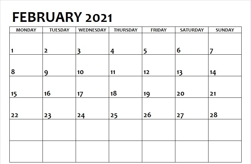 February 2021 Printable Calendar Template