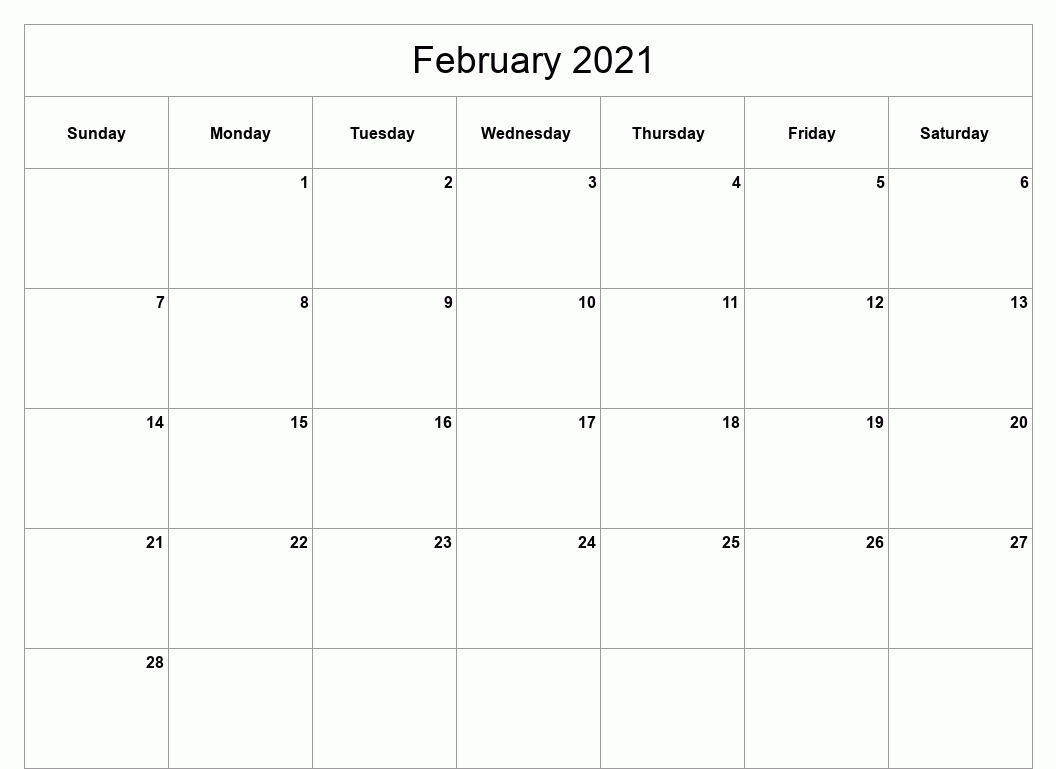 printable calendar for february 2021