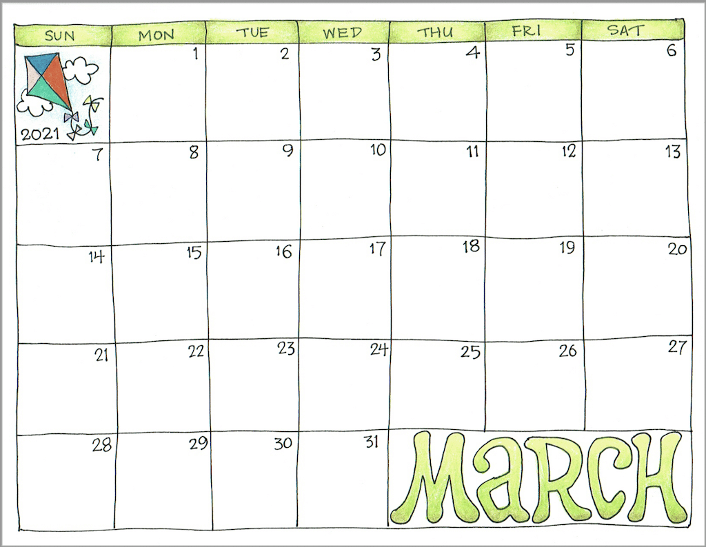 2021 March Printable Calendar
