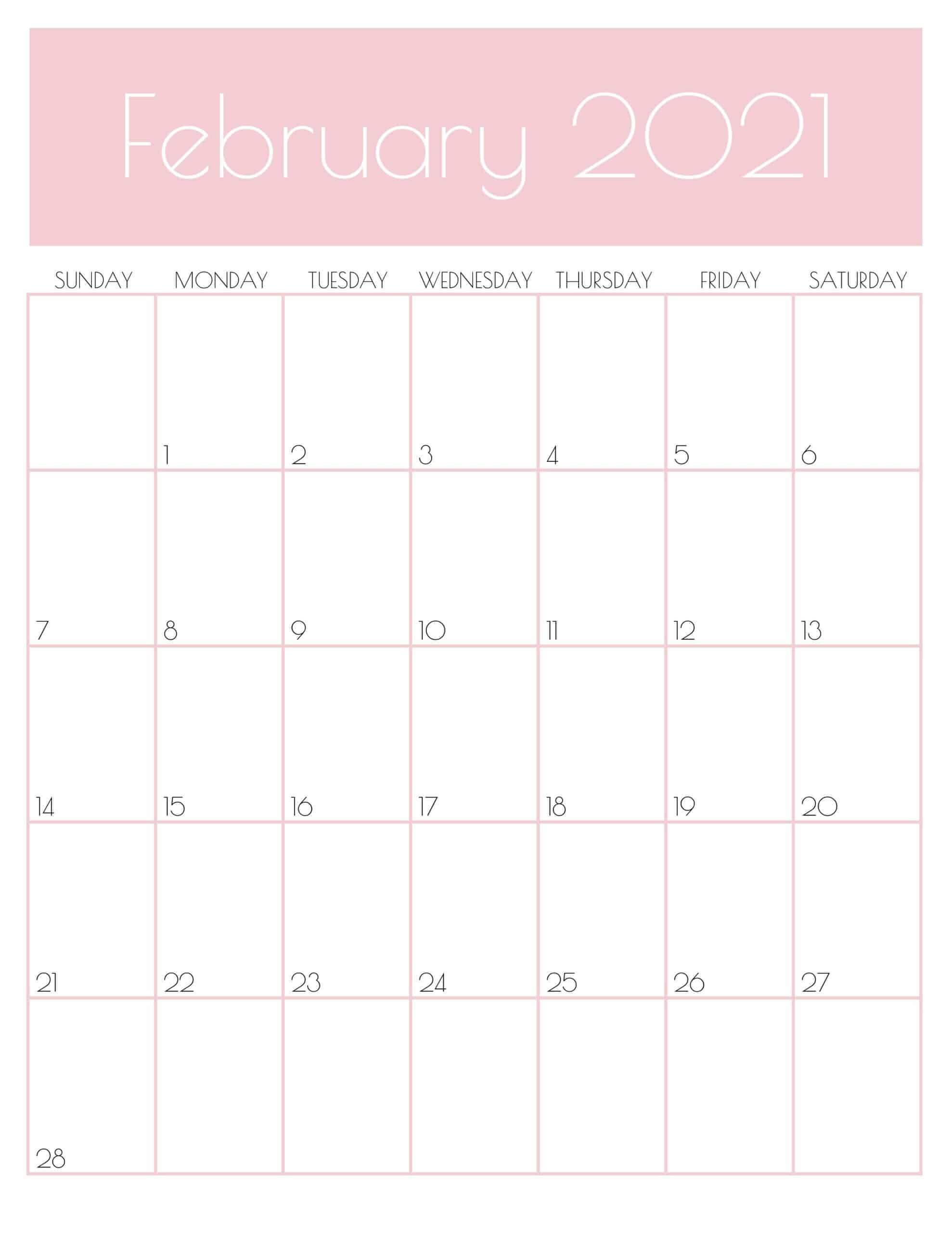 Cute February 2021 Calendar Printable