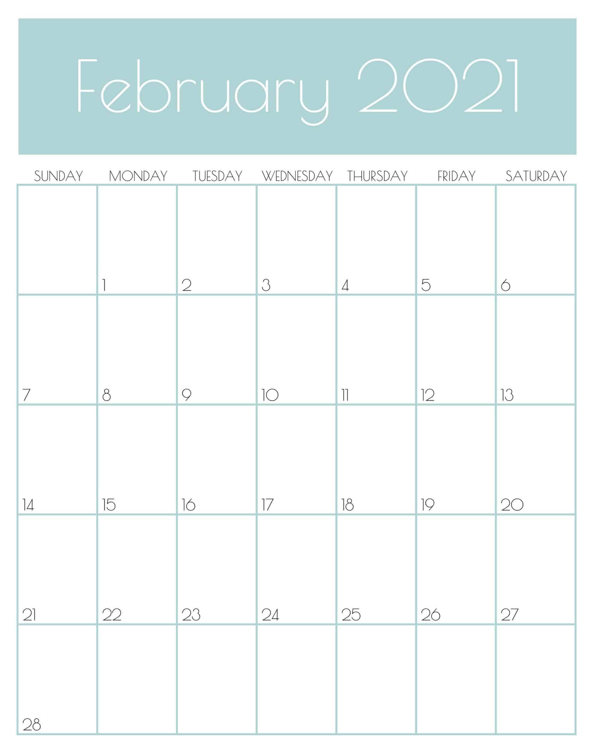 Cute February 2021 Calendar
