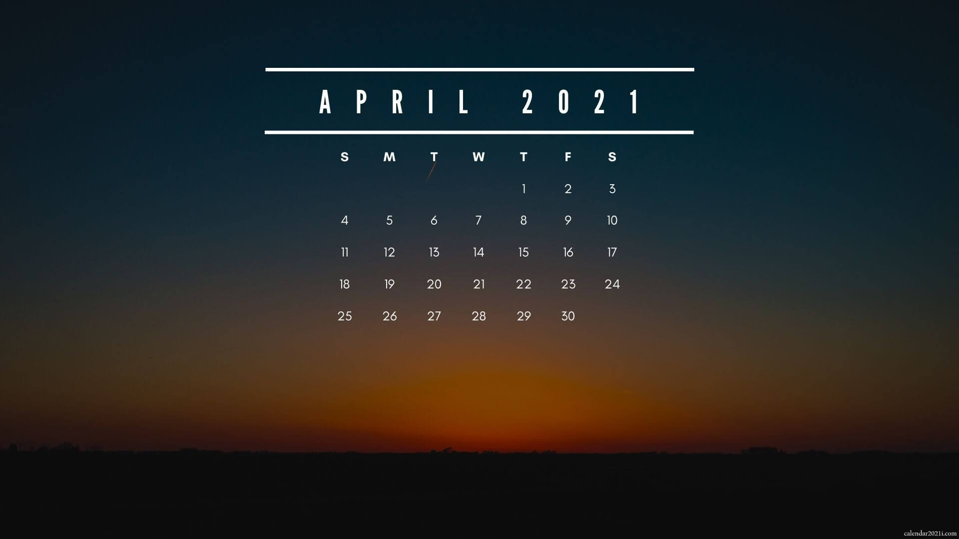April 2021 Desktop Calendar Wallpaper