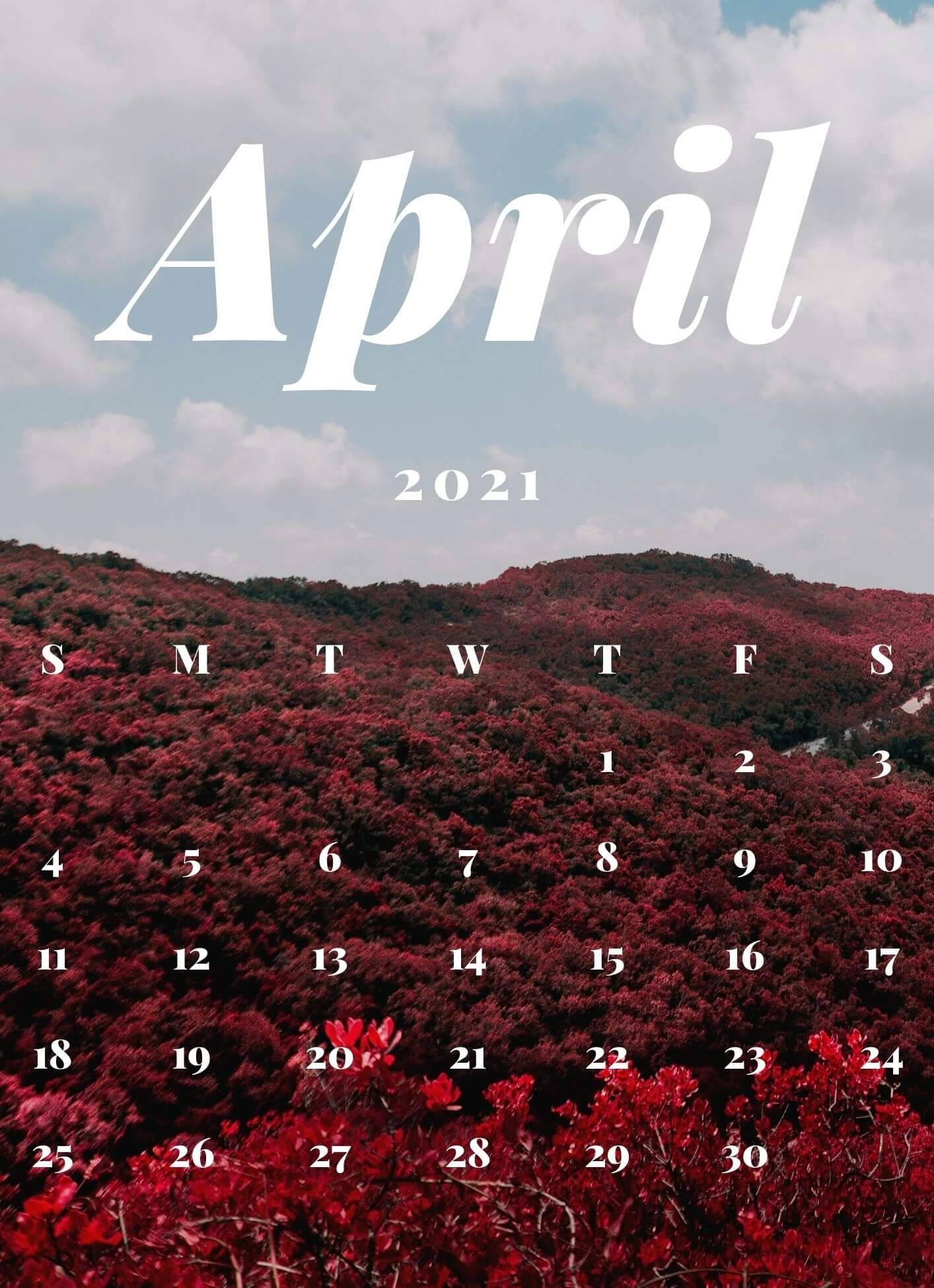 April 2021 Floral Calendar Template