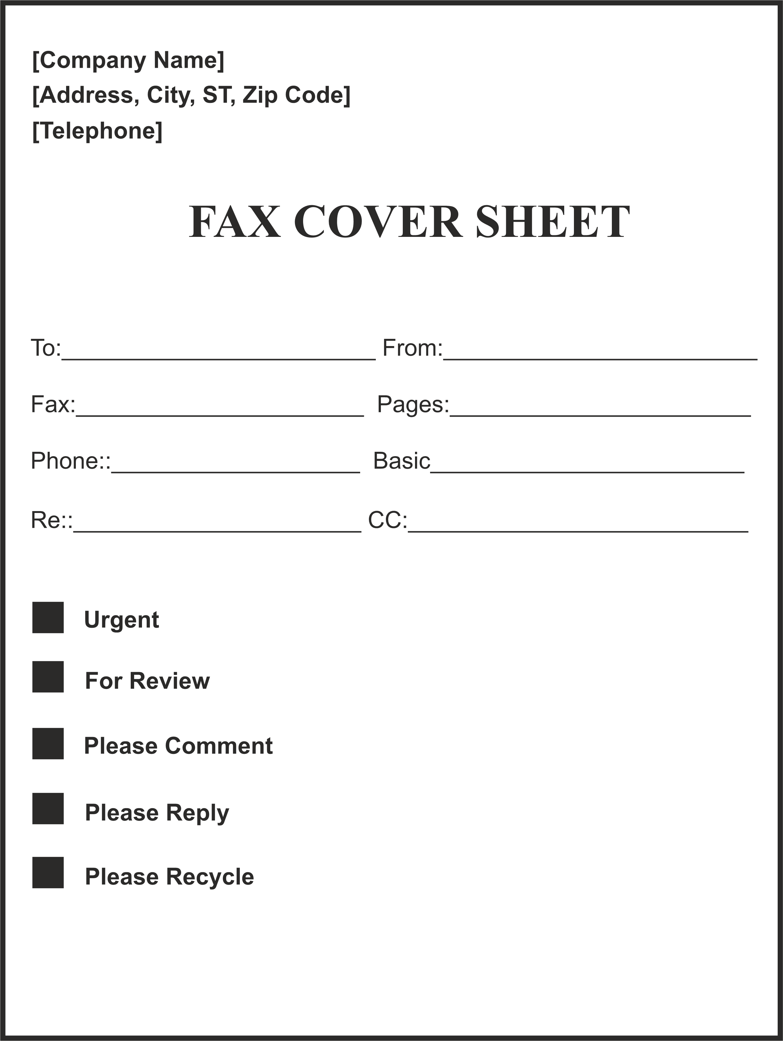 Fax Cover Sheet Fillable