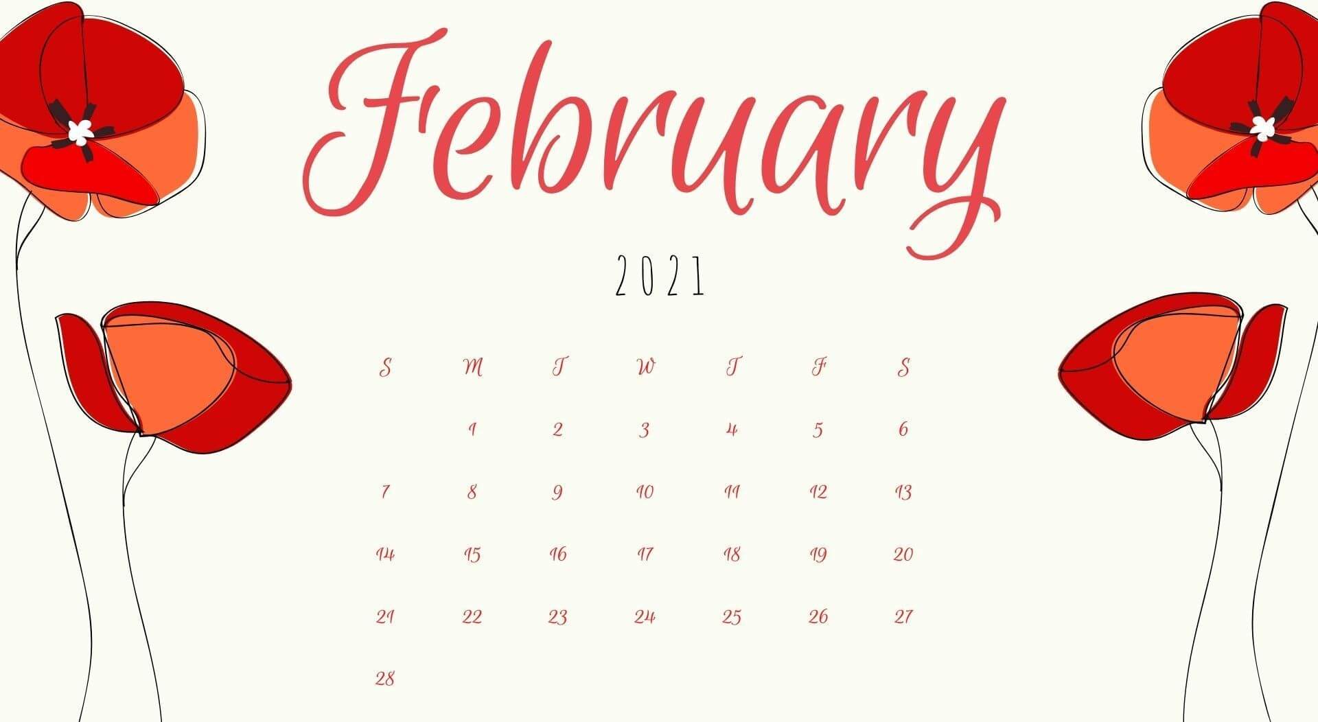 February 2021 Desktop Calendar Wallpaper