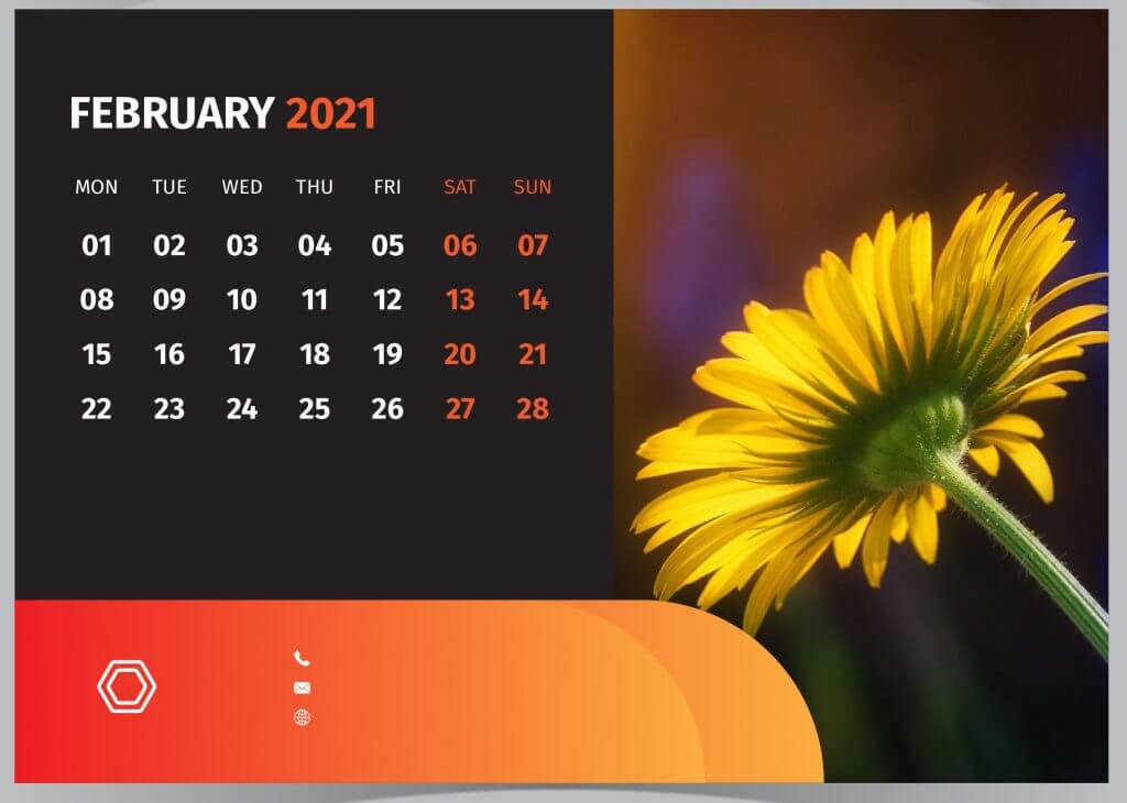 Floral February 2021 Calendar Wallpaper