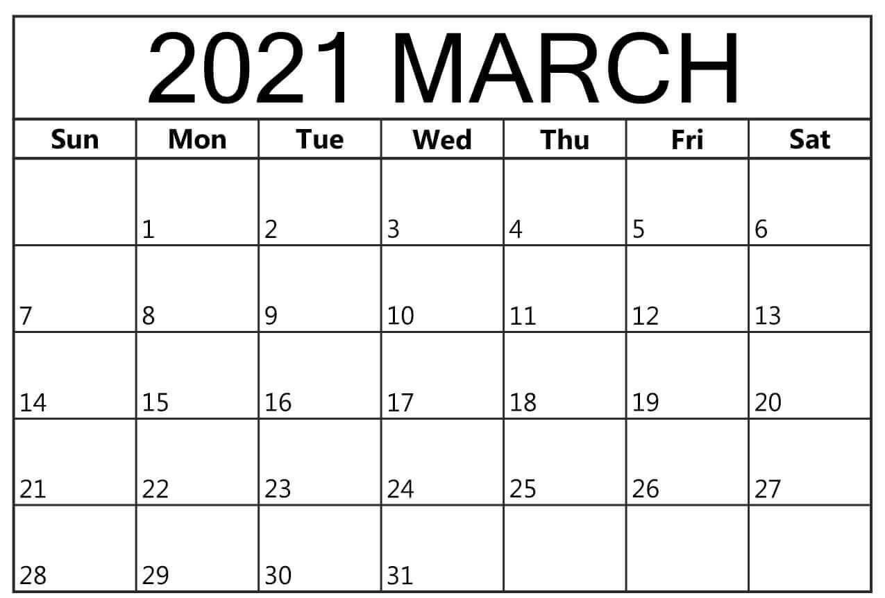 March 2021 Blank Calendar