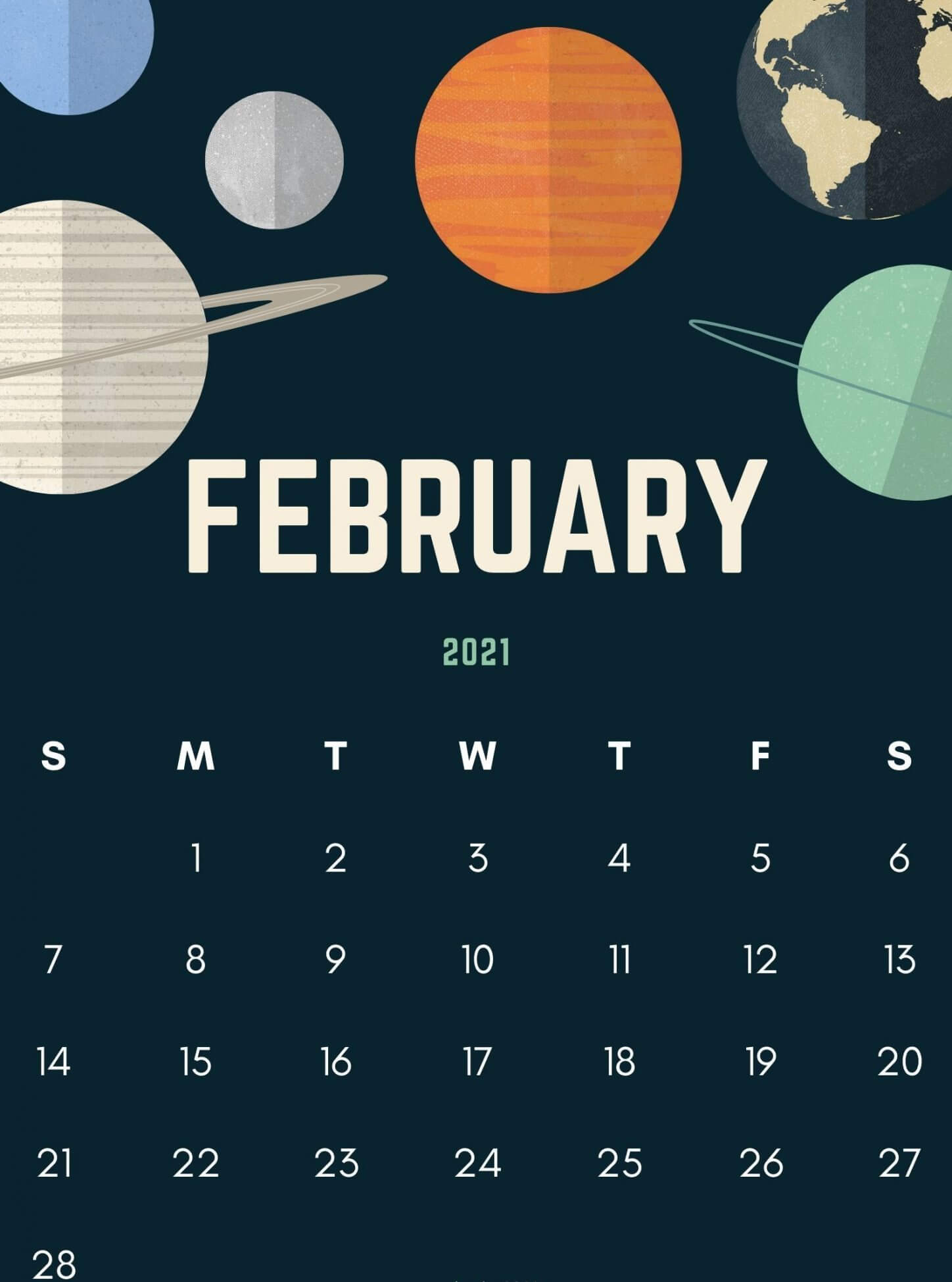 iPhone Calendar Wallpaper February 2021