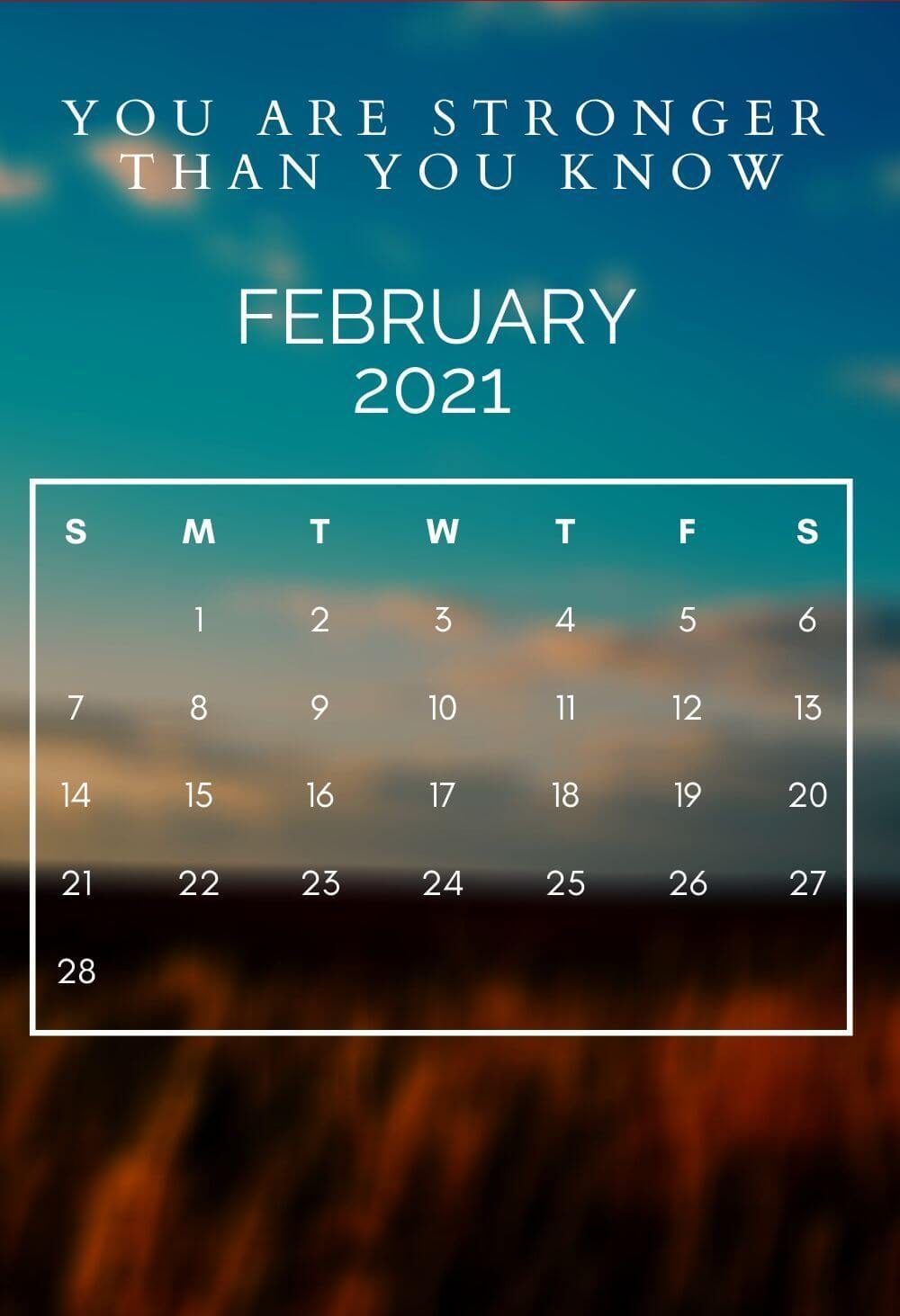 iPhone February 2021 Calendar Wallpaper