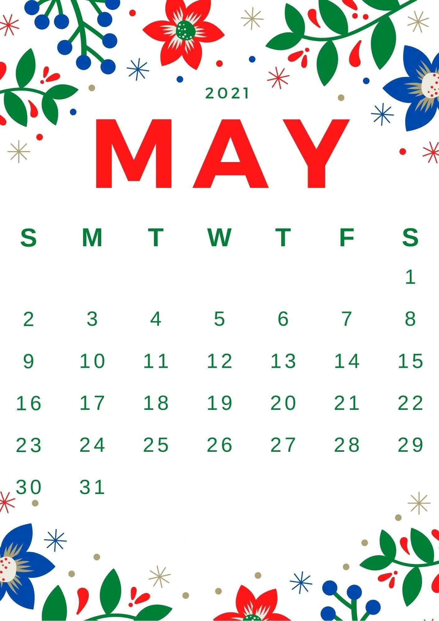 2021 May Floral Calendar