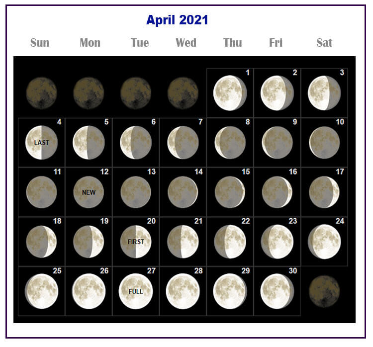 April 2021 Moon Calendar