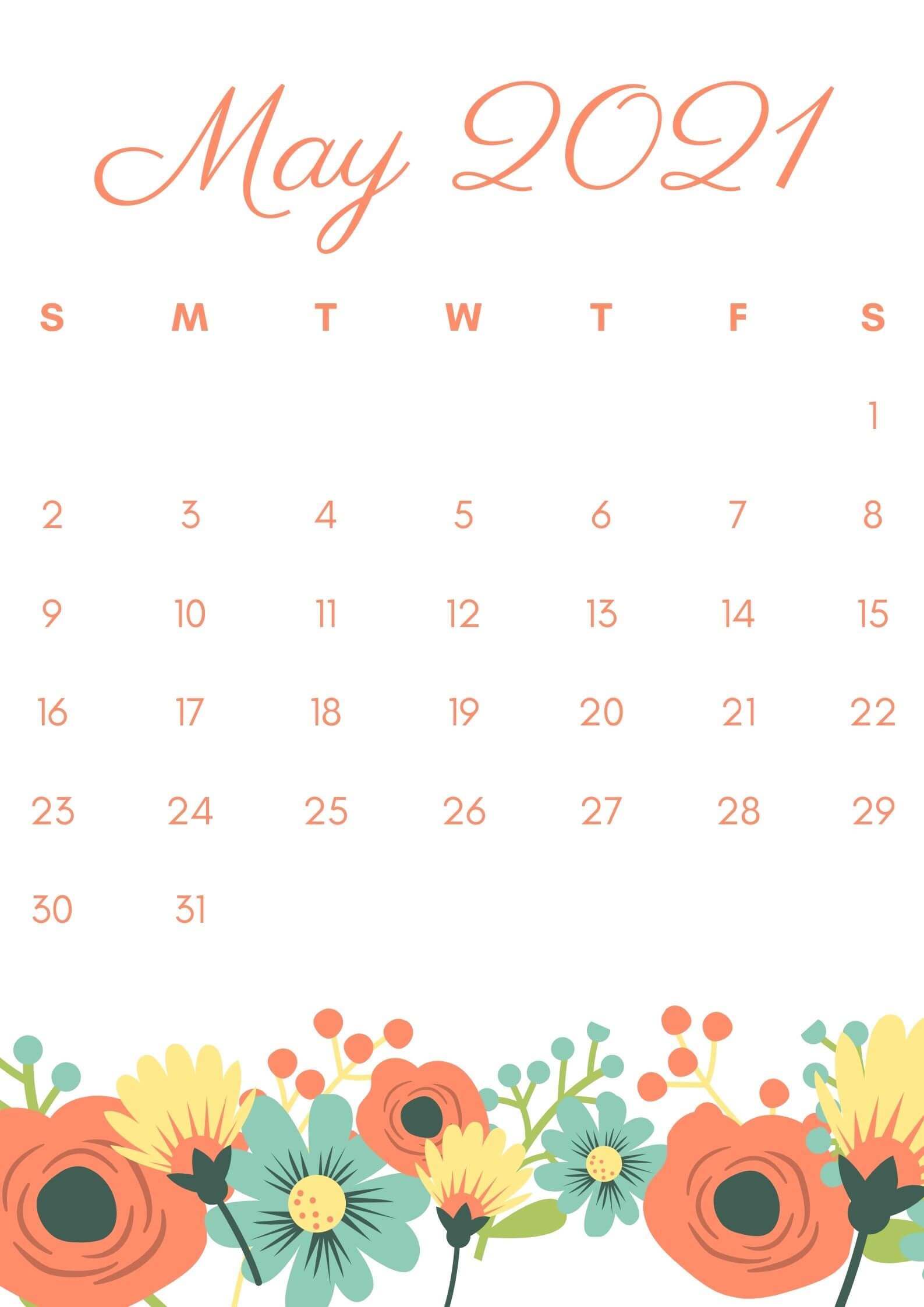 Cute May 2021 Calendar Wallpaper
