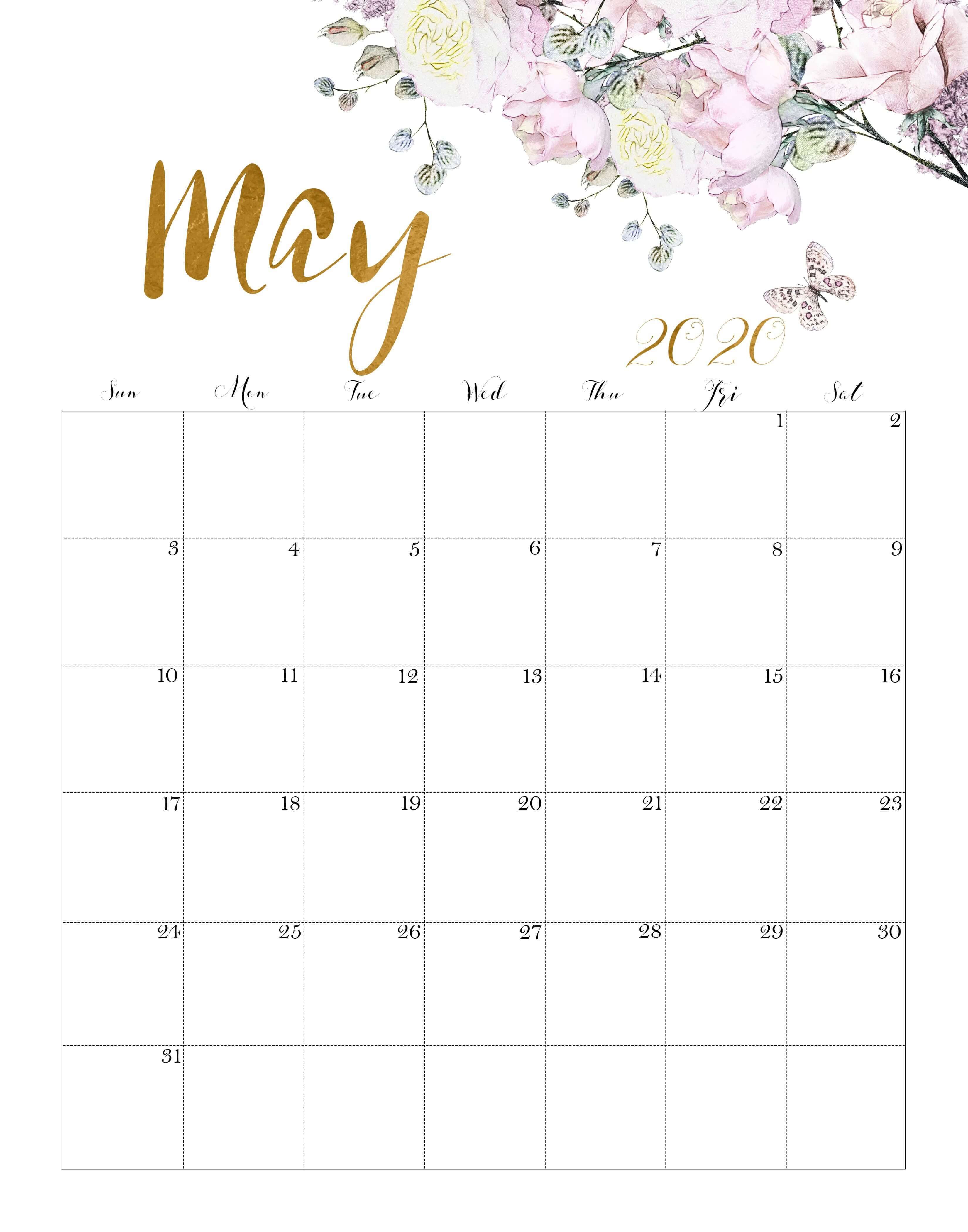 Floral May 2021 Calendar Cute