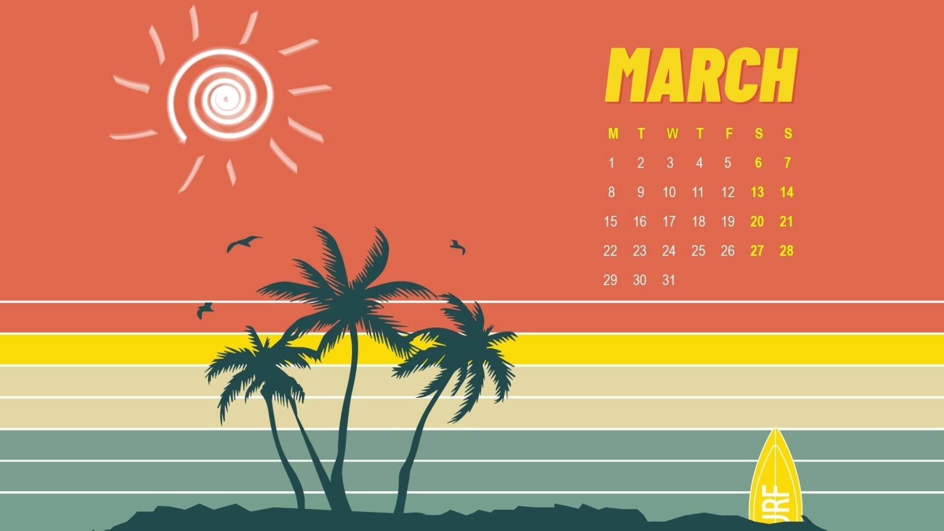 March 2021 Calendar Background