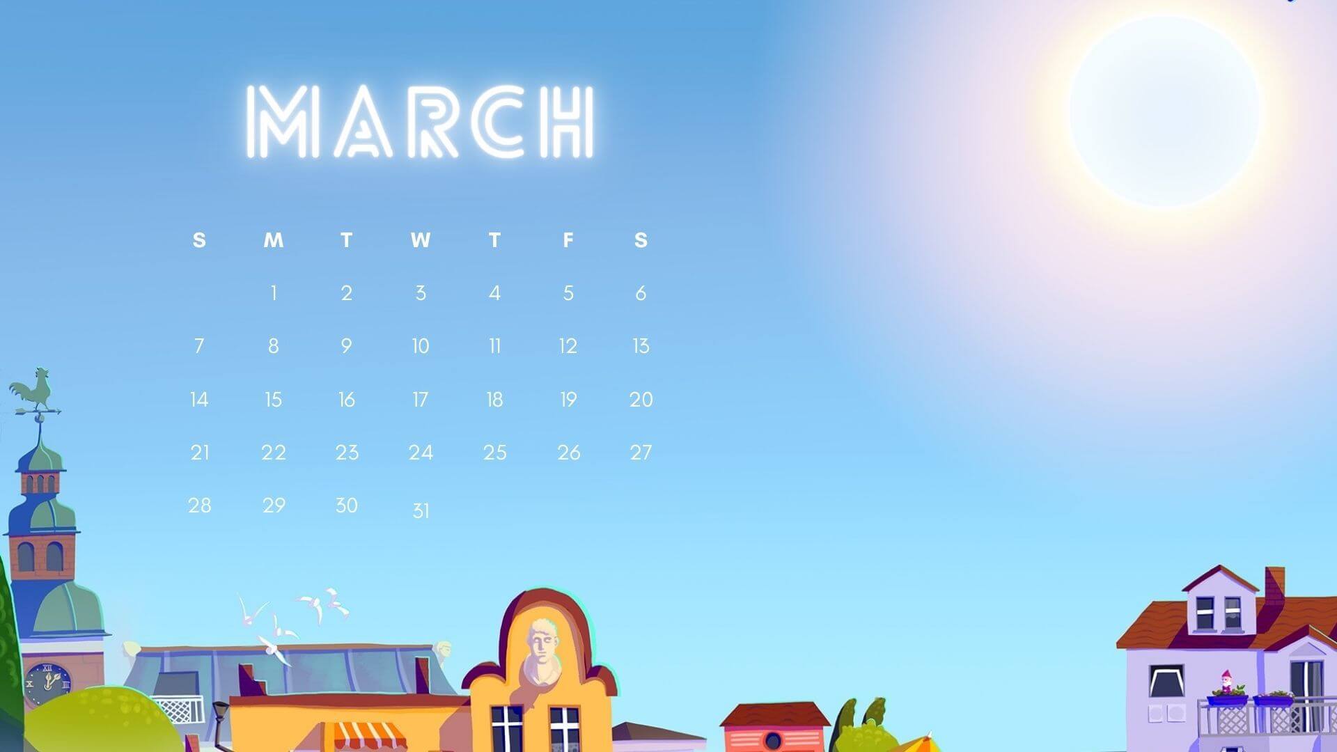 March 2021 Calendar Wallpaper for Laptop
