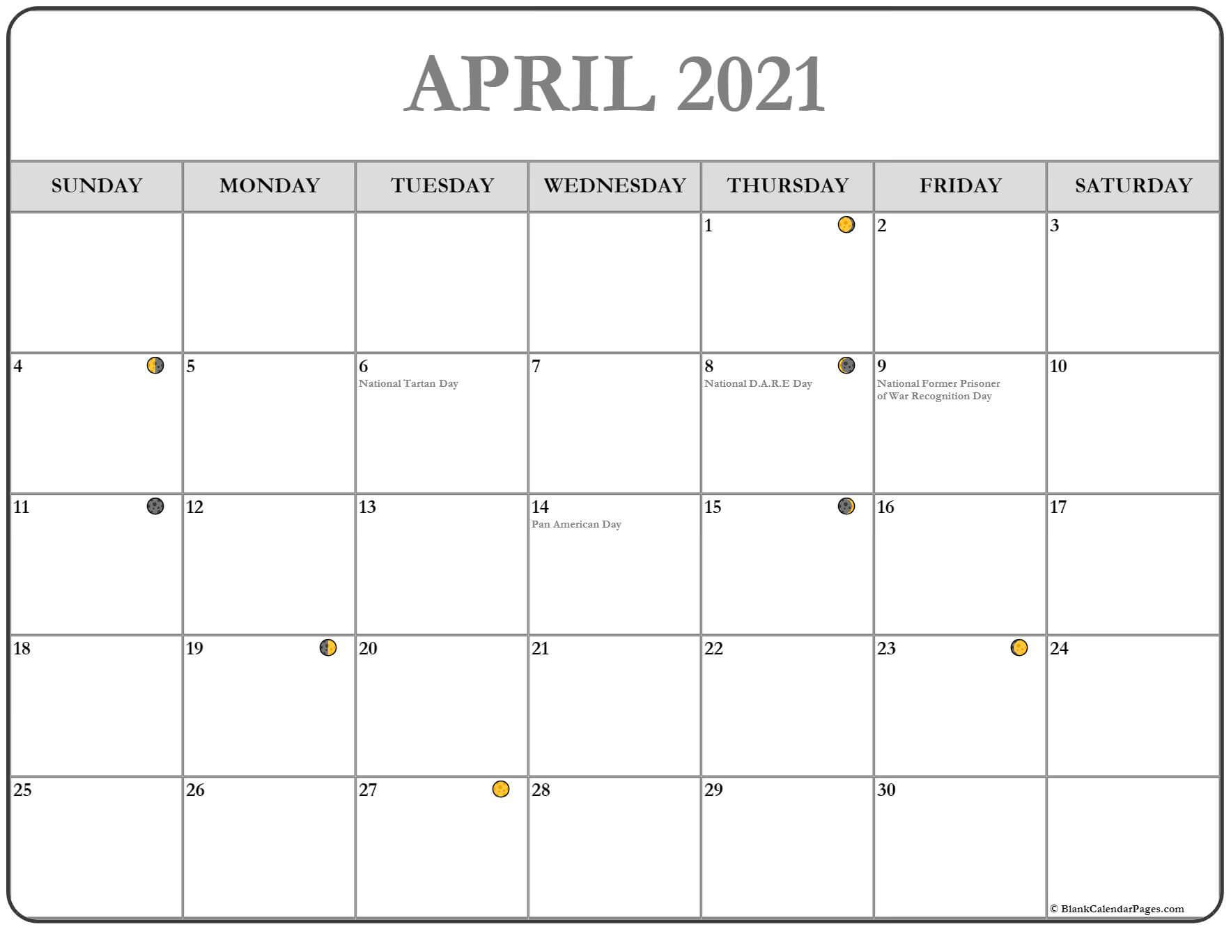 Printable April 2021 Lunar Calendar