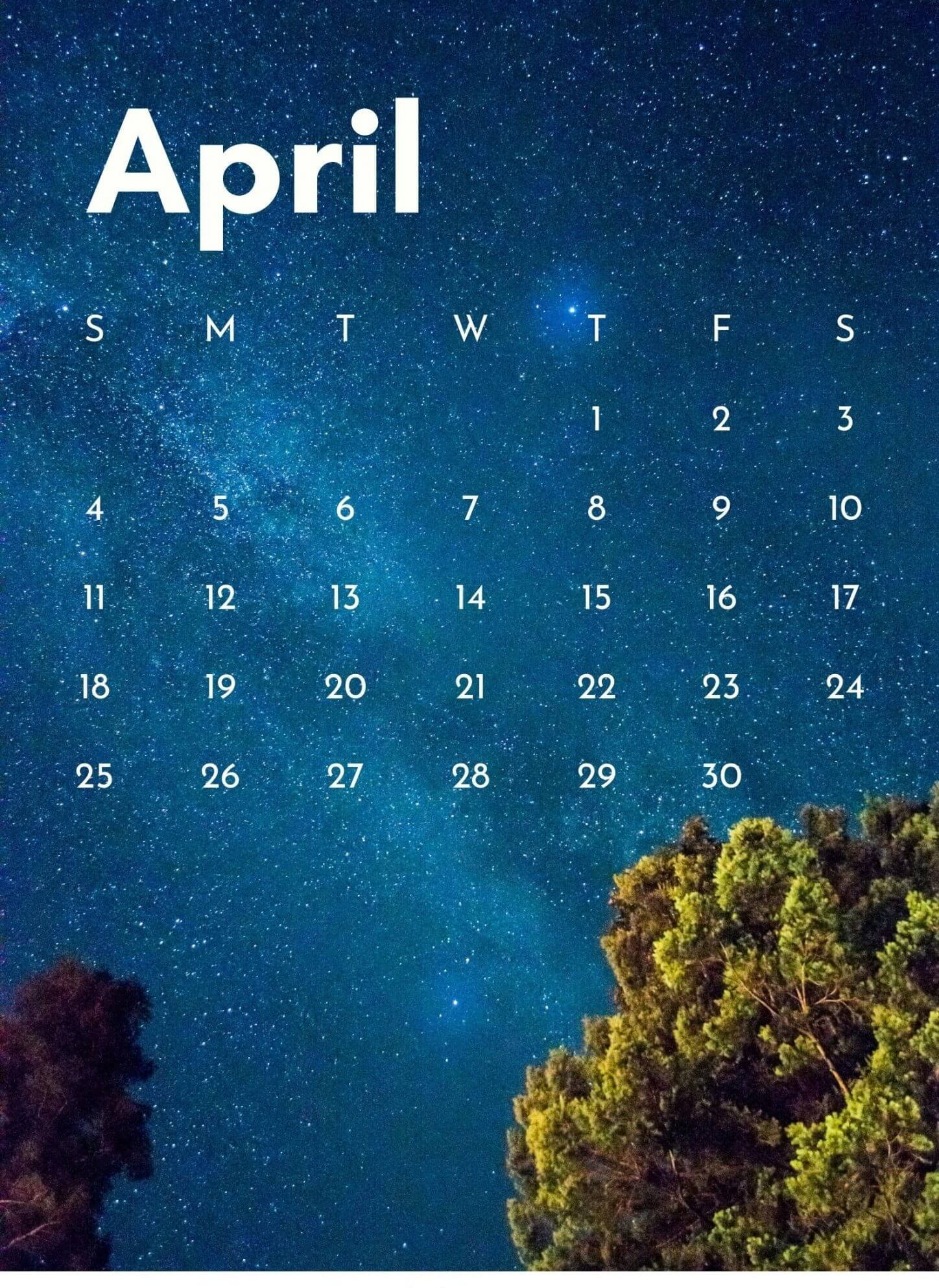 April 2021 Calendar Wallpaper for Mobile Phone
