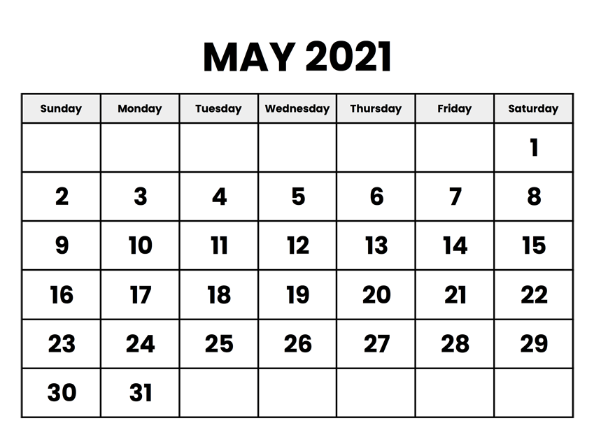 Printable May 2021 Blank Calendar