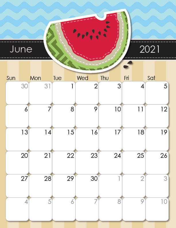 2021 July Calendar Cute