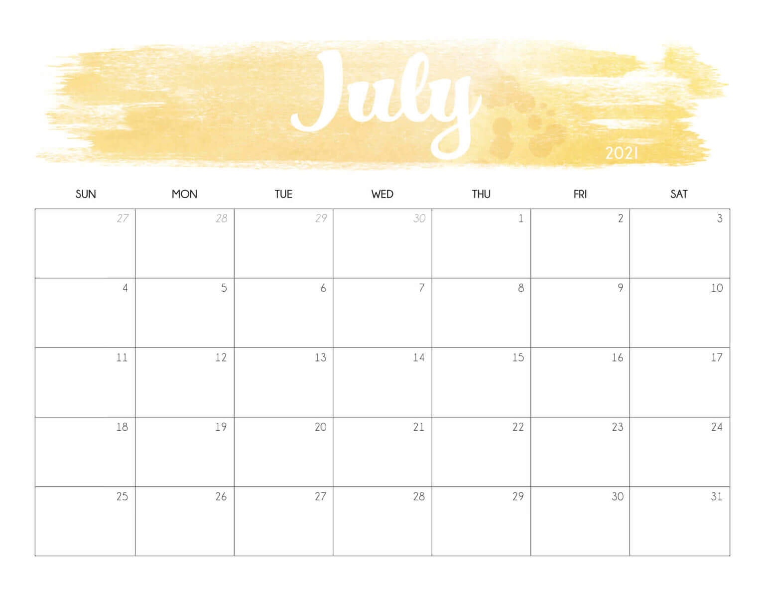 Cute July 2021 Desk Calendar