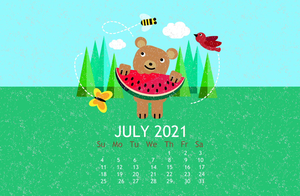 Cute July 2021 Wallpaper Calendar