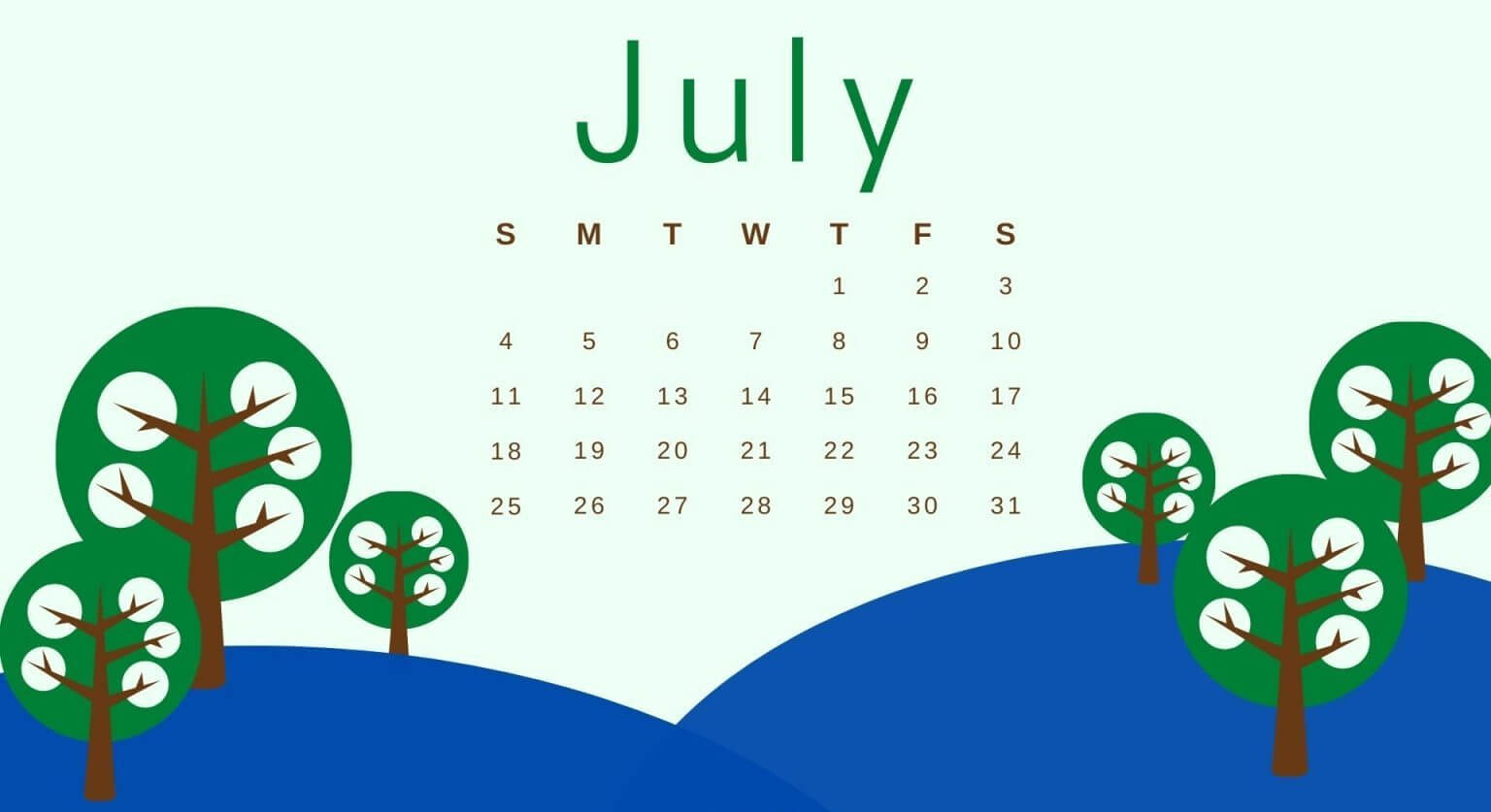 Free July 2021 Calendar Wallpaper