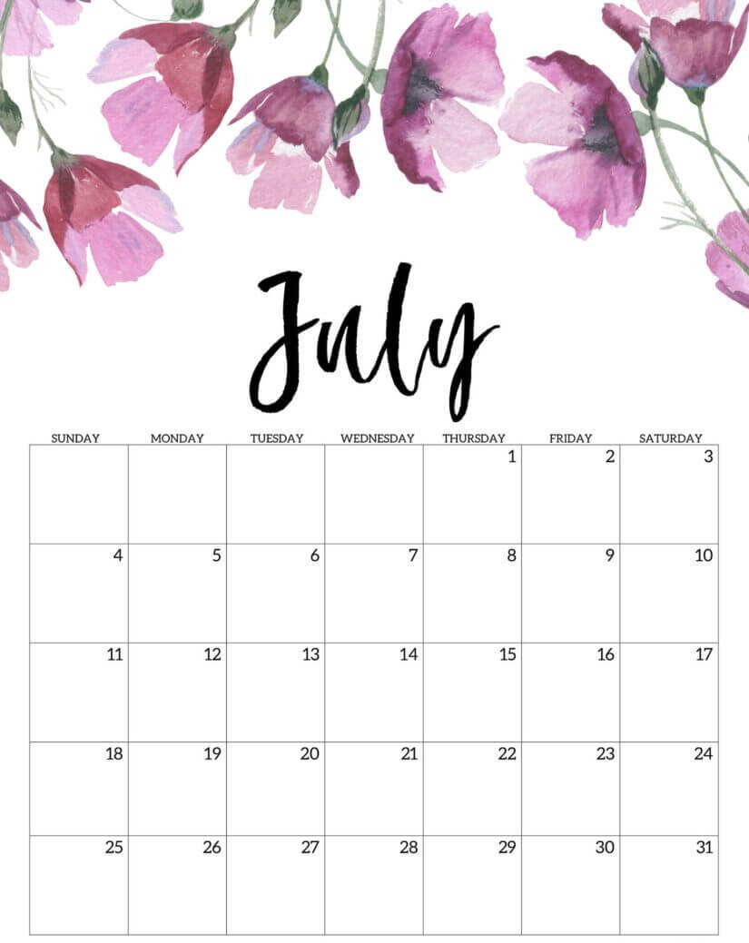 July 2021 Calendar Cute