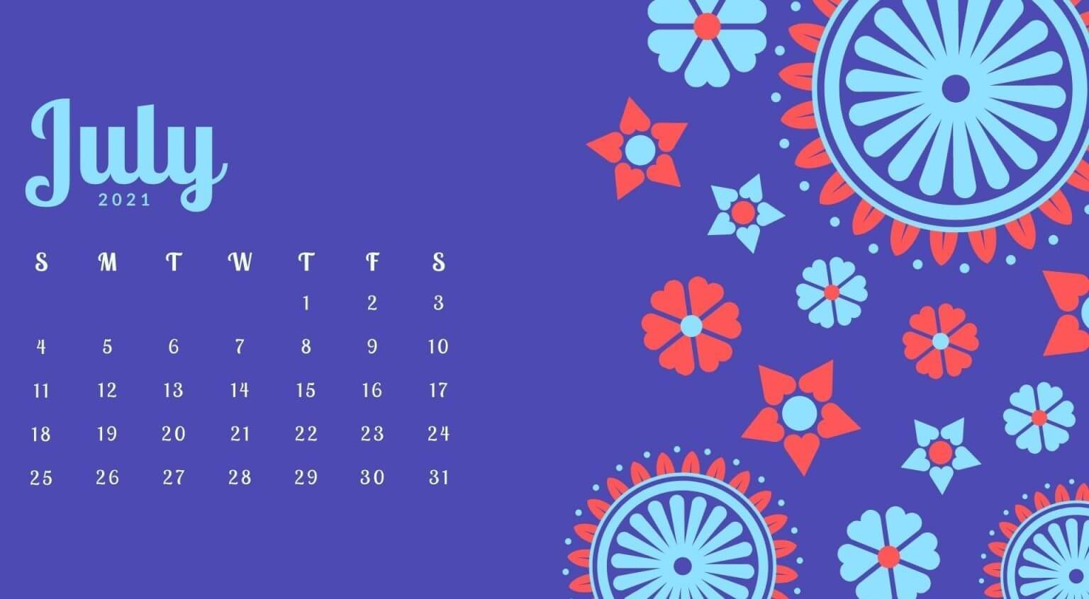 July 2021 HD Calendar Wallpaper