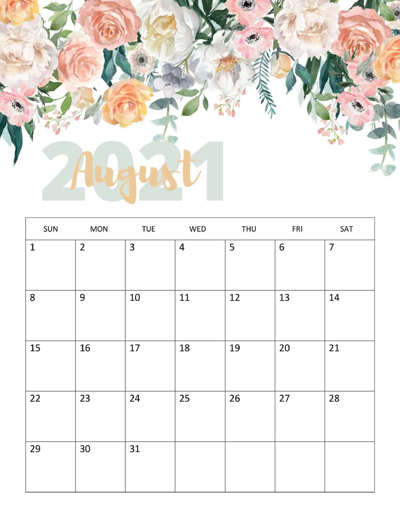 Floral August 2021 Template