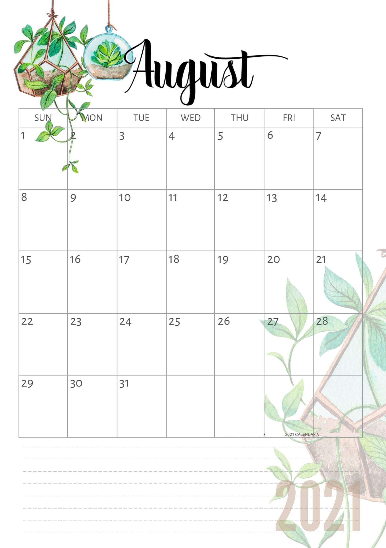 Floral August 2021 Wall Calendar