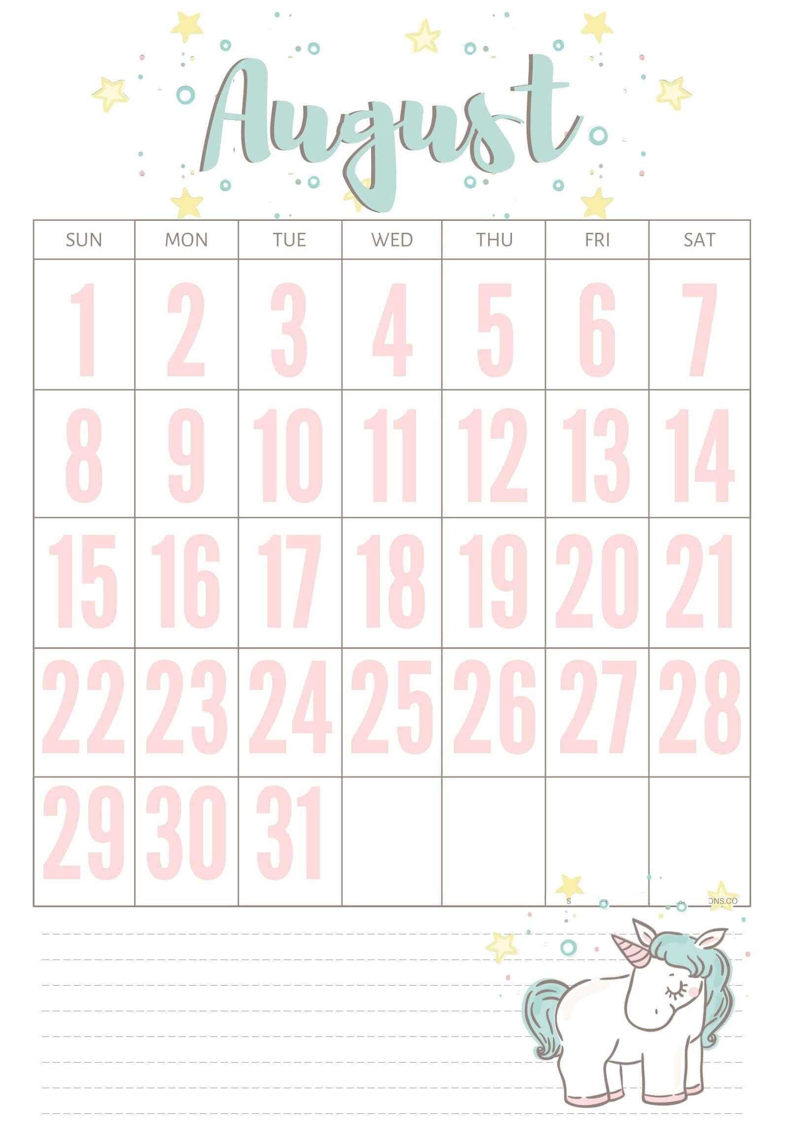 august 2021 calendar cute